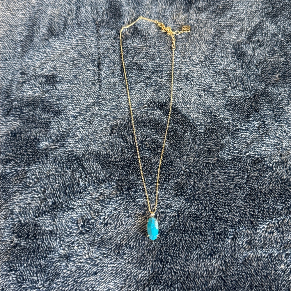 Kendra Scott Gold Necklace with Blue Pendant